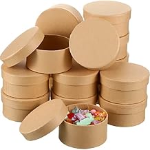 Geyee Round Paper Mache Boxes with Lids, 3.9 Inch Small Mini Nesting Cardboard Gift Boxes for DIY Crafts Decoupage Painting Jewelry Storage and Party Favors
