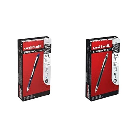 uni-ball Jetstream Ballpoint Pens Fine Point, 0.7mm, Blue, 12 Pack Jetstream RT Retractable Ballpoint Pens Medium Point, 1mm, Black, 12 Pack