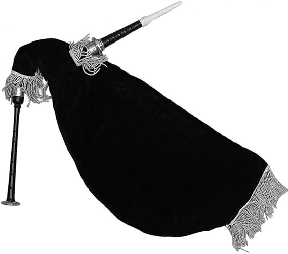 Goose Practice Bagpipe - Silver Mounts Black Velvet Cover Bag - Scottish Bagpipes Free 2 Chanter Reeds - Rosewood Black