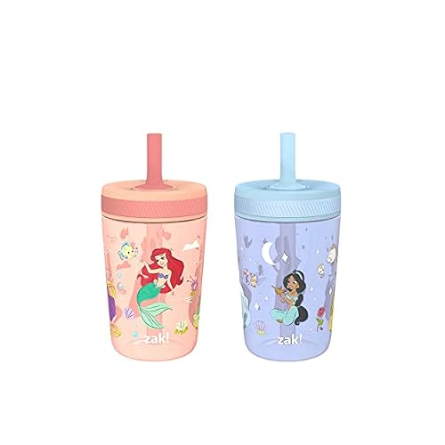 Zak Designs Disney Princess Kelso Toddler Cups For Travel or Home, 15oz 2-Pack Plastic Sippy Cups, Leak-Proof For Kids Ariel, Aurora, Belle, Cinderella, Jasmine, Mulan, Rapunzel, Tiana