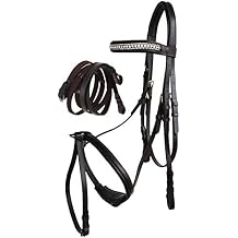 CHALLENGER Horse English Brown All-Purpose Trail Leather Bridle Reins 805EB07BR-F