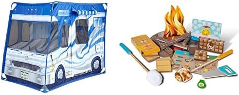 Melissa & Doug Let's Explore Camping Bundle - 47" x 31" x 39" Camper Tent Play Set with 23-Piece S'Mores Campfire Set