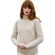 SAOL Women's Wool Sweater Irish Cable Knit Jumper Made in Ireland