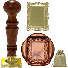 WAYUTO Brass+Wood Wax Seal Stamp with Drawstring Storage Bag - Square - Photo Frame Style - Detachable Handle - High Viscosity - For Paper, Cardboard, Plastic, Fabric - Craft Use - 1 Count - 3 Pieces