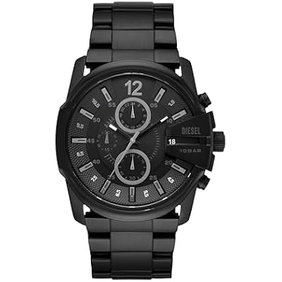 Diesel Master Chief Watch for Men, Stainless Steel Chronograph Mens Watch, Color: Black