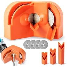 Drill Bit Sharpener, Power Drill Bit Sharpener for All Bits with 4 Grinding Wheels, Portable Multipurpose Drill Bit Sharpener for Grinder Attachment, Grinding Wheel Dressing Tool Polishing Orange