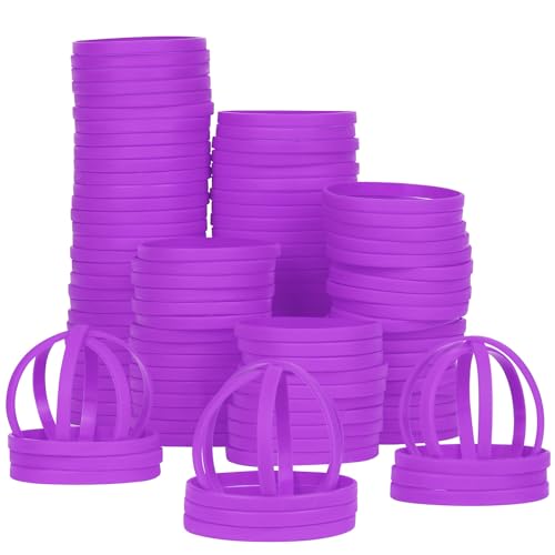 100 PCS Rubber Bracelets Silicone Wristbands 7 inch Length Sports Elastic Wristband Bracelet Bulk Gifts for Boys Girls Teacher Student Party Purple