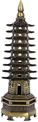 Tower Statue, Metal Alloy Pagoda Zen Garden Miniature Feng Shui Decor for Office Home Desktop Ornaments Collectible Figurines