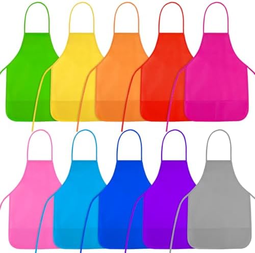 NACHLYNN 10/20/30 Pcs Kids Painting Apron Kid Art Aprons Toddler Paint Apron Smock with 2 Pockets for Cooking Painting Craft