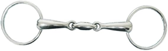 Stainless Steel 5" Horizontal Elliptical Link Loose Ring Double Jointed Snaffle Bit