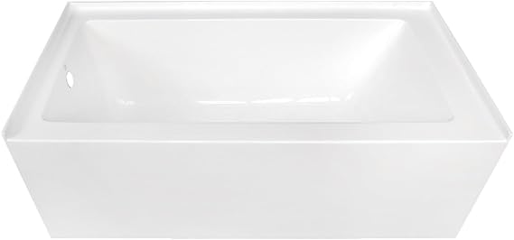 KINGSTON BRASS VTDE603122L 60-Inch Contemporary Alcove Acrylic Bathtub with Left Hand Drain and Overflow Holes, White