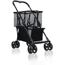 Shopping Cart, Collapsible Utility Trolley Cart, Detachable Carry Bag with Wheels, Stroller Foldable Personal Shopping Cart, Hold Up to 110Lbs