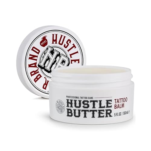 Hustle Butter Tattoo Aftercare 5oz Tattoo Balm, Heals  Protects New Tattoos and Rejuvenates Older Tattoos - 100% Vegan Cream No-Petroleum