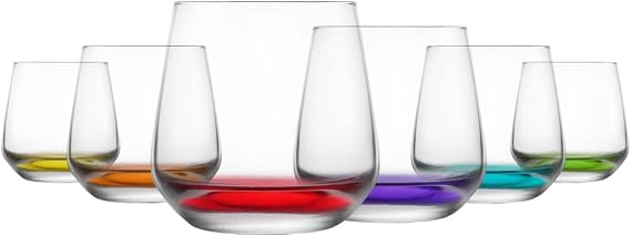 6-Piece Water Glass with Tulip Color Base