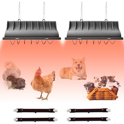 Chicken Coop Heater for Chicks,Brooder Heater with 2pcs Heat Lamp250W and 175W,Adjustable Temp & Height Chicken Brooder Box Supplies for Chicken Livestock Dogs Sheep Pets
