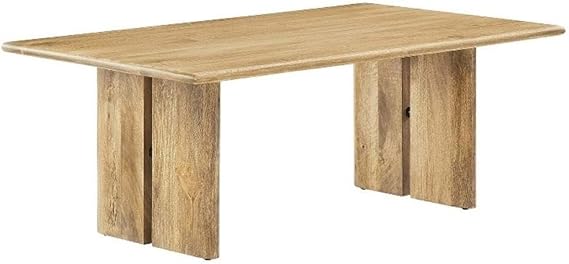 Modway Amistad 44" Rectangular Solid Wood Modern Farmhouse Coffee Table in Oak