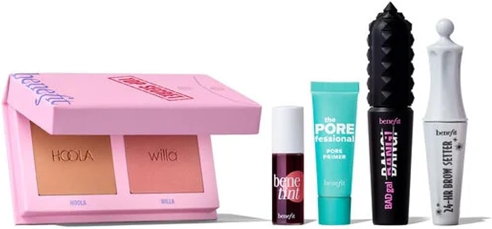I Spy Beauty 5-Piece Best Sellers Gift Set MINI BADgal BANG! mascara, rose blush, Hoola bronzer, plus fun-size POREfessional primer, Benetint, and brow setter