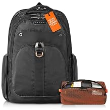 EVERKI Atlas Business Laptop Backpack (EKP121) with Orange Accessory Pouch - Men's Backpack with 13"-17.3" Compartment, 32L Capacity - Travel-Friendly Backpack & Accessory Pouch Bundle
