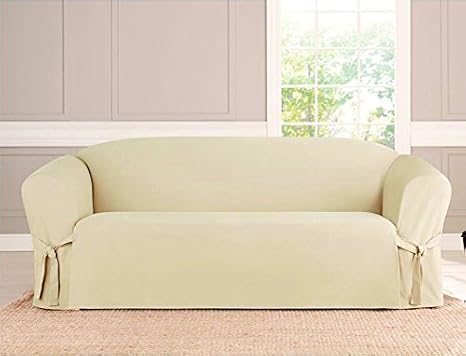 Linen Store Kashi Micro-Suede Slipcover Sofa Loveseat Chair Furniture Cover (Sofa, Beige)
