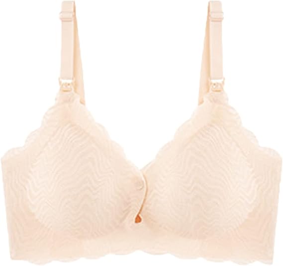 Women’s Lace Breast-Feeding Bra with Open Buttons and No Rims - Comfortable, Supportive, and Stylish (Khaki-1PC,XL)
