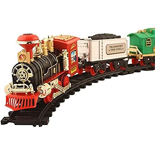 BABY HOME Metal Alloy Train Set wSteam Locomotive Engine, Cargo Car and Tracks, Electric Train Toy for Boys Girls wSmokes,Light & Sounds,Gifts for 3 4 5 6 7 8 Year Old Kids