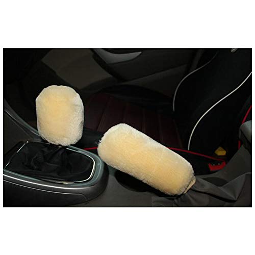 Warm Plush Car Handbrake Cover Gear Shift Knob Cover Set - Beige