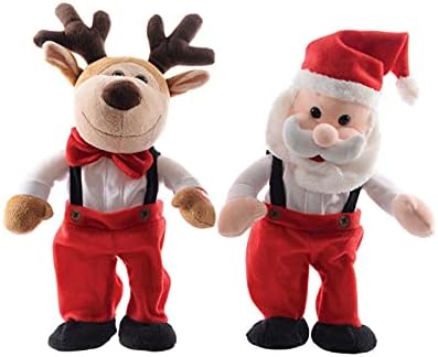 Decoris 9709288 Dancing Reindeer or Santa Christmas Decoration, Red & White - Polyester - Case of 12