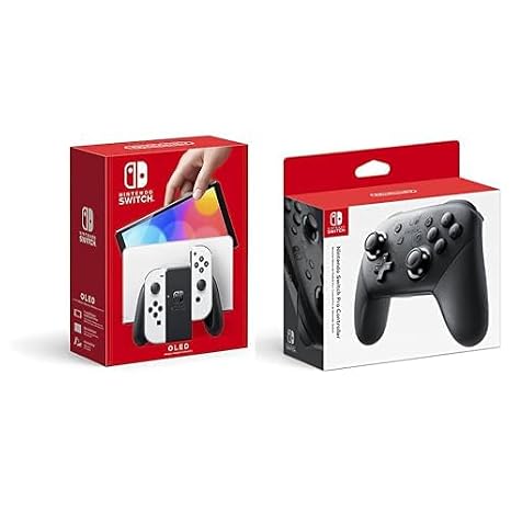 Nintendo Switch OLED Model w/White Joy-Con Switch Pro Controller Gaming Bundle