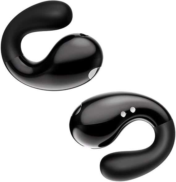 Boytond Ultra Open Ear Earbuds - Ergonomic Clip-On Earbuds, Bone Conduction Over-The-Ear Headphones with Waterproof Design and Secure Fit for Small Ears, Night Black