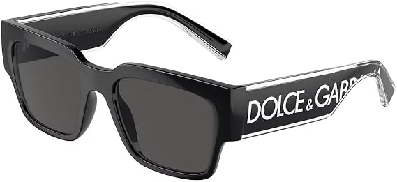 Dolce&Gabbana DG6184 501/87 52MM Black/Dark Grey Square Sunglasses for Men +Bundle with Accessory Eyewear Kit