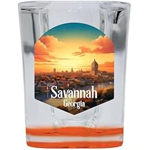 Savannah Georgia Design A Souvenir 2.5 Ounce Shot Glass Square Orange Single