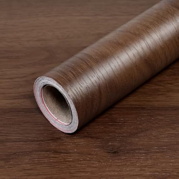 Deep Brown Wood Grain Contact Paper 15.7x236 Wooden Peel and Stick Wallpaper Self-Adhesive Removable Waterproof Vinyl Film for Cabinets Countertops Furniture