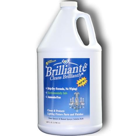 BRILLIANTE Crystal Chandelier Cleaner 1 Gallon Refill Environmentally Safe, Ammonia-free, Drip-dry Formula, By CrystalPlace