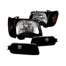 Topline Fits Black Headlights Signal Corner Bumper Lamp Amber Nb Factory-Headlight Style Clear-Lens-Lighting Technology hlnb-taco016p-TF22TBHCLAN