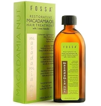 Fossa Restorative Macadamia Nut Hair Treatment with Keratin Oil | Paraben Free, Lightweight, Anti-Frizz, Adds Shine, Repairs Damage, Heat Protection & Strengthens for All Hair Types | 100ml, 3.4 fl oz