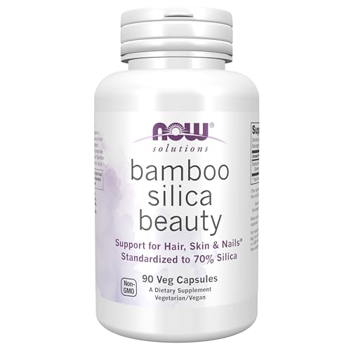 NOW Foods Solutions, Bamboo Silica Beauty, Support for Hair, Skin & Nails, Standardized to 70% Silica, 90 Veg Capsules