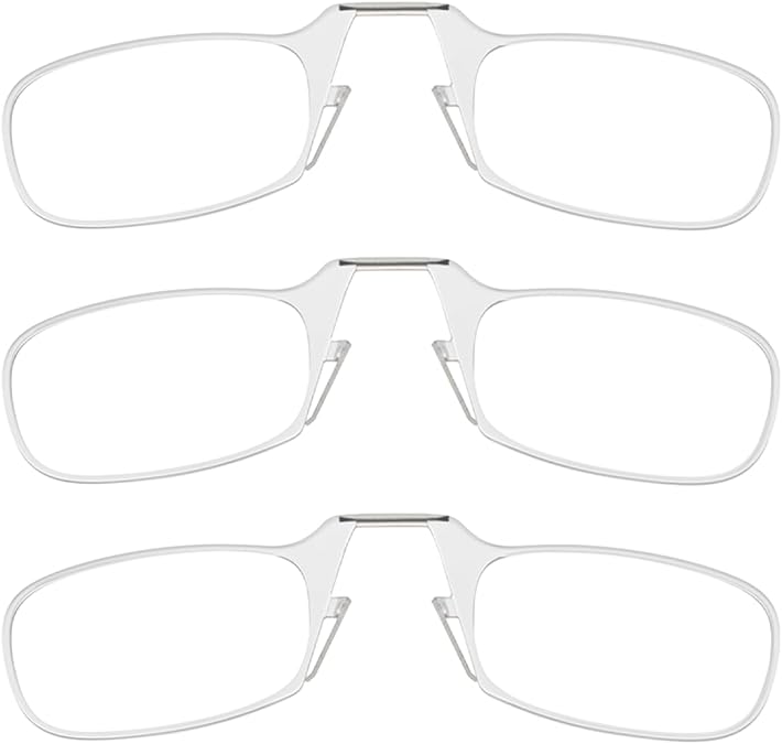 ThinOptics Readers Rectangular Reading Glasses, 3 Pack-Clear, 44mm + 2