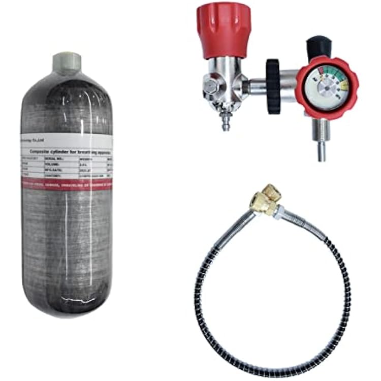 TUXING Universal 2L 4500psi Carbon Fiber Air TankEmpty Bottle& Paintball Fill Station with Valve Regulator Gauge for PCP Game