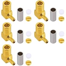5PCS SMB Female Crimp Connector Right Angle 90-Degree Adapter SMB RF Connector for RG174 Cable Antennas Car Digital Radios