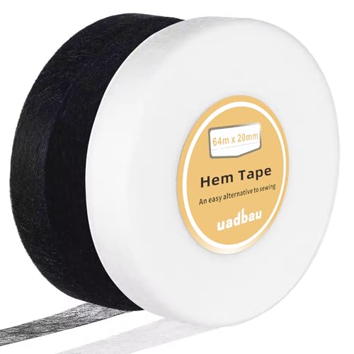 2 Rolls Hemming Tape 34 Inch x 140 Yards No-Sew Hemming Tape for Dresses, Curtains & Clothing Fabric Craft Projects, Iron-On Permanent Adhesive No Sewing Design WhiteBlack