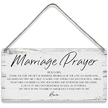 MIGUMUTU Marriage Prayer Quote Sayings Home Wall Decor Wooden Signs Rustic Farmhouse Hanging Wall Plaque Sign Wedding Gift
