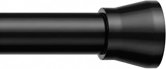 Shower Curtain Pole 115-195cm 1Pcs Extendable Curtain Poles No Drilling Black Tension Rods for Curtains Non-Slip Shower Curtain Rail Non-Rust for Wardrobe，Window and Bathroom