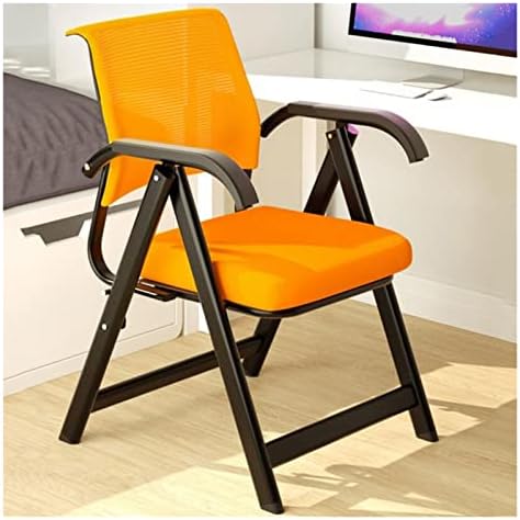 Folding Chair with Writing Board Ergonomic Mesh Mid Back Stacking Arm Chair with Padded Fabric Seat Office Desk Dining Chairs Folding Nesting Chair with Upholstered Tablet Arm No Wheels Ora