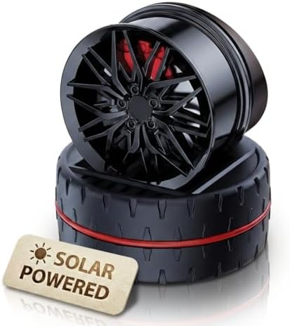 Solar Dashboard Spinner, Sun Powered Kinetic Car Decoration Diffuser Ornament, Style Your Ride, Spinning Rims, Spring Birthday Gift Exchange, Fragrance & Aroma Cores Sold Separately (Turbo Red)