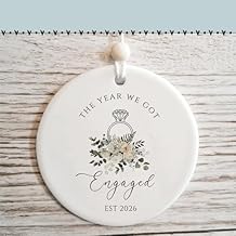 First Christmas Engaged Ornament 2022, 1st Year Engagement Ornaments, Newlywed, Ceramic, 2.83"