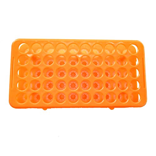 MUHWA Plastic Test Tube Rack with Silicone Pad Tubes 50 Positions 18 mm Centrifuge Tube Racks Orange