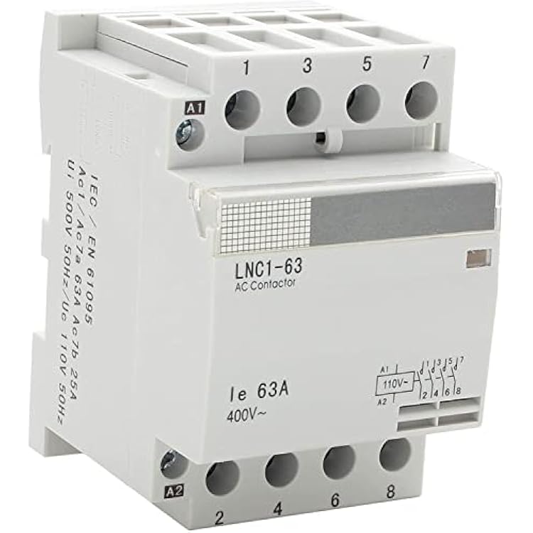 4 Pole Contactor with 120volt AC Coil, AC1 50A HC1-63 NO Normally Open Universal Circuit Control DIN Rail Mount, Lighting 40A, 30A, Silent Operation
