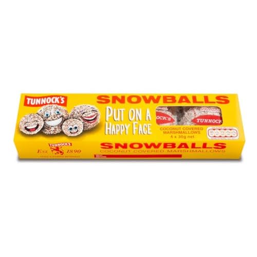 TUNNOCKS Snowballs - Coconut Covered Marshmallows 4 Pack 120g 4.2 oz
