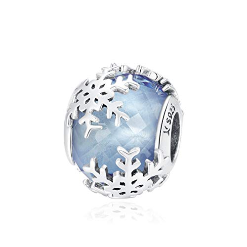 Christmas Charm 925 Sterling Silver Red Enamel Snowflake Love Christmas Tree Charms For Bracelets or NecklaceSnowflakes Glass Beads