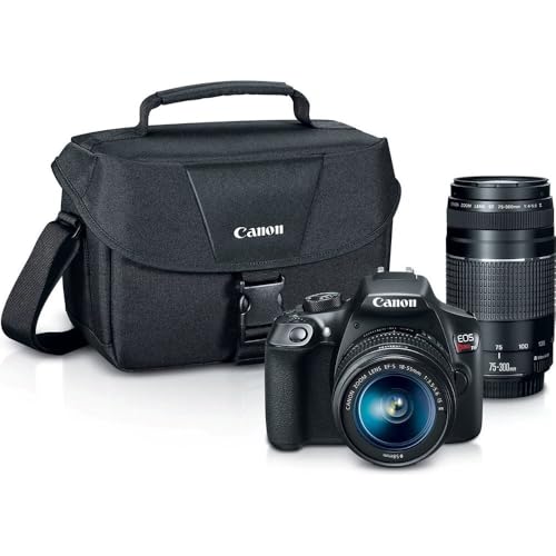 Canon EOS Rebel T6 Digital SLR Camera Kit with EF-S 18-55mm and EF 75-300mm Zoom Lenses Black Renewed